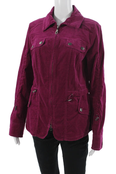 Tribal Womens Military Jacket Purple Collared Button Cotton Spandex Size 6