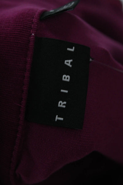 Tribal Womens Military Jacket Purple Collared Button Cotton Spandex Size 6