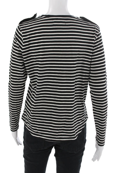 Lauren Ralph Lauren Women Striped Black Long Sleeve T-Shirt Size PL