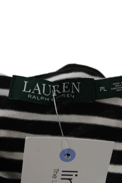 Lauren Ralph Lauren Women Striped Black Long Sleeve T-Shirt Size PL