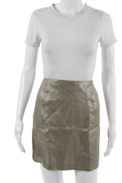 Elie Tahari Women Beige Pencil Mini Skirt 100% Polyester Solid Size 6