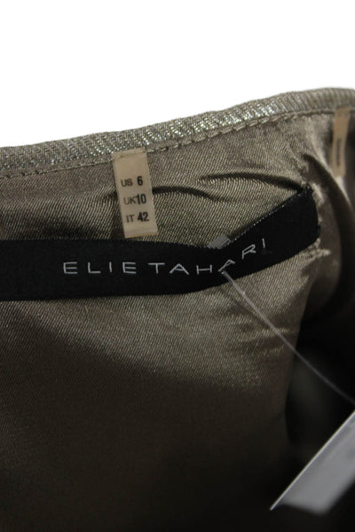 Elie Tahari Women Beige Pencil Mini Skirt 100% Polyester Solid Size 6