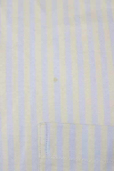 Zegna Sport Mens Button Front Collared Striped Shirt Blue Gray Cotton Size 2XL