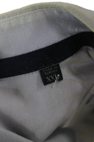 Zegna Sport Mens Button Front Collared Striped Shirt Blue Gray Cotton Size 2XL