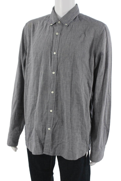 Woolrich Mens Button Front Long Sleeve Collared Shirt Gray Cotton Size XL