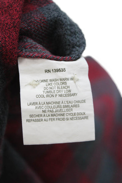 Grayers Mens Button Front Collared Gingham Shirt Red Gray Cotton Size 2XL