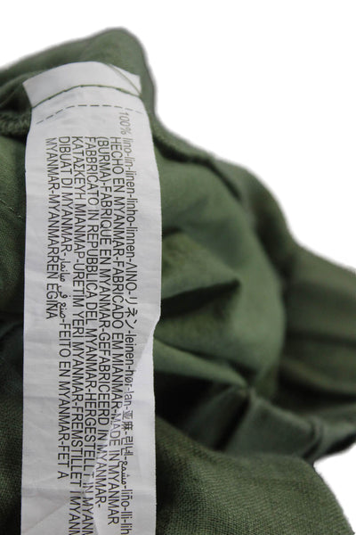 Zara Womens Army Green Cropped Linen Pants Size M