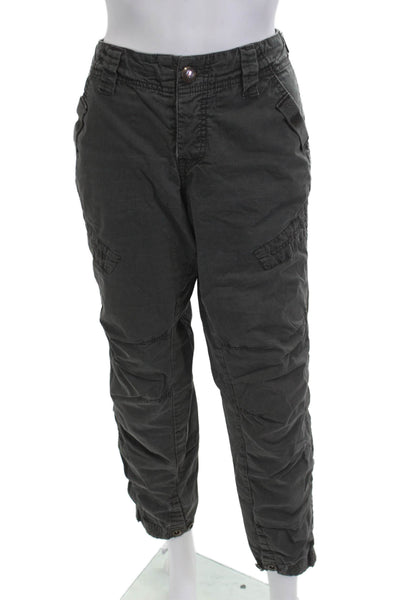We The Free Unisex Dark Gray Cropped Cargo Pants 100% Cotton Size 8