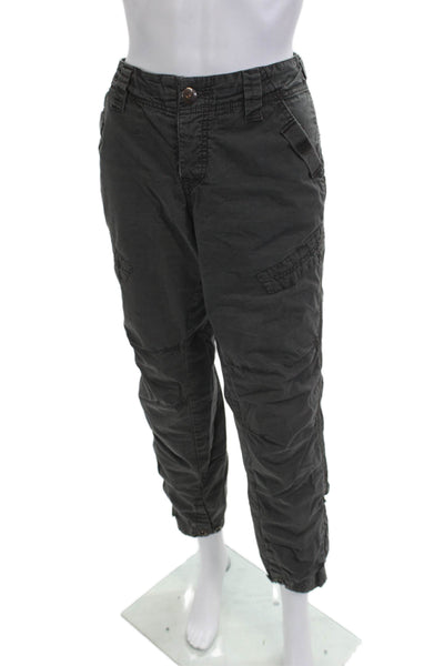 We The Free Unisex Dark Gray Cropped Cargo Pants 100% Cotton Size 8
