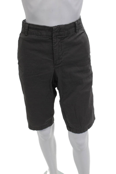 Vince Unisex Chino Shorts Dark Gray Stretch Cotton Button Size 10