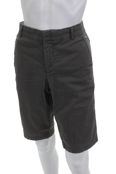 Vince Unisex Chino Shorts Dark Gray Stretch Cotton Button Size 10