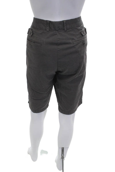 Vince Unisex Chino Shorts Dark Gray Stretch Cotton Button Size 10