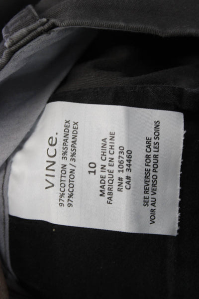 Vince Unisex Chino Shorts Dark Gray Stretch Cotton Button Size 10