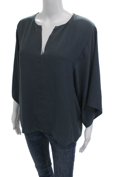 Club Monaco Womens Tunic Blouse Dark Blue 3/4 Sleeve Polyester Size M