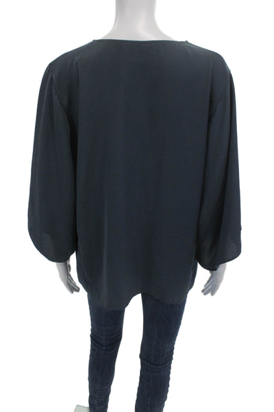 Club Monaco Womens Tunic Blouse Dark Blue 3/4 Sleeve Polyester Size M