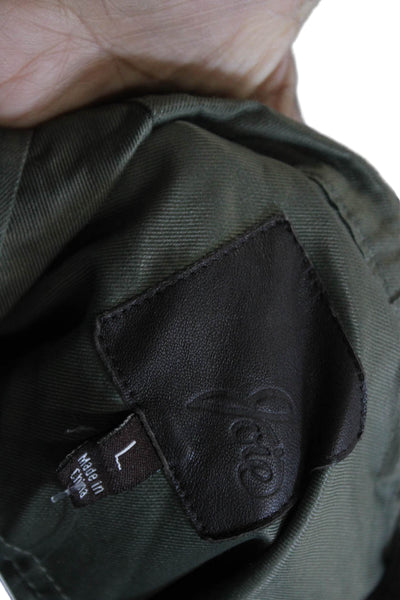 Joie Womens Military Parka Green Button Front Long Sleeve Size L