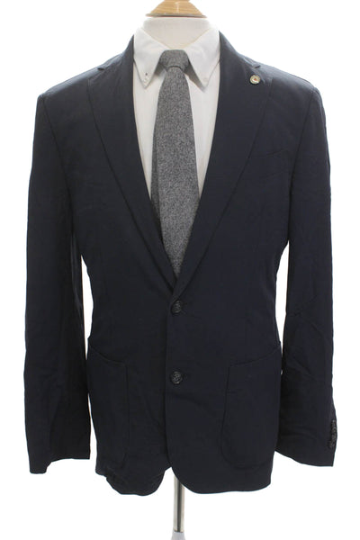 Pelago Mens Dark Blue Solid Button Blazer Nylon Spandex Size 38