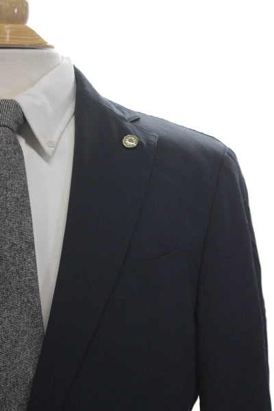 Pelago Mens Dark Blue Solid Button Blazer Nylon Spandex Size 38