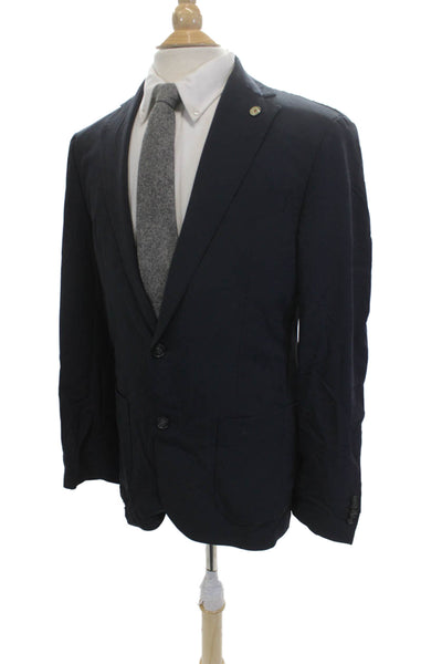 Pelago Mens Dark Blue Solid Button Blazer Nylon Spandex Size 38