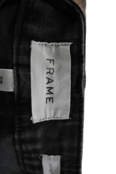 Frame Womens Cropped Skinny Jeans Dark Gray Mid Rise Button Fly Size 25