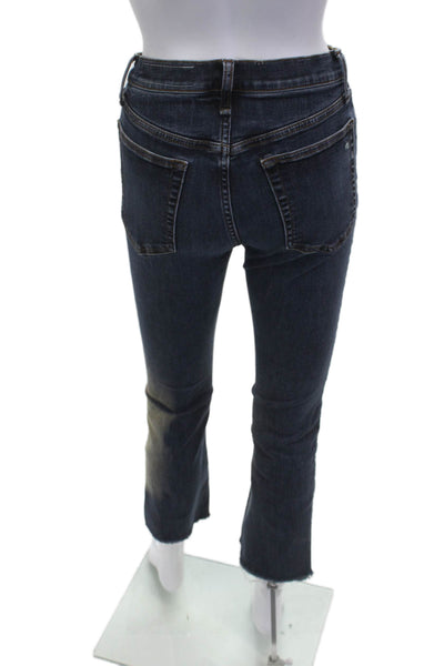 Rag & Bone Women Cropped Skinny Jeans Dark Blue Button Fly 92% Cotton Size 25