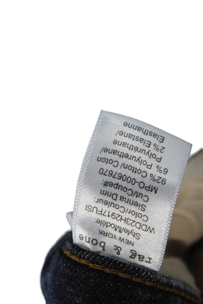 Rag & Bone Women Cropped Skinny Jeans Dark Blue Button Fly 92% Cotton Size 25