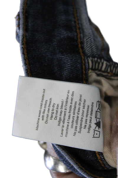 Rag & Bone Women Cropped Skinny Jeans Dark Blue Button Fly 92% Cotton Size 25