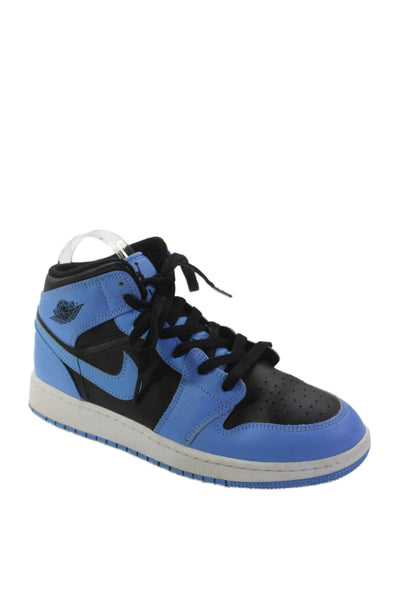 Nike Boys Aird Jordan 1 Mid University Lace-Up High-Top Sneakers Blue Size 7