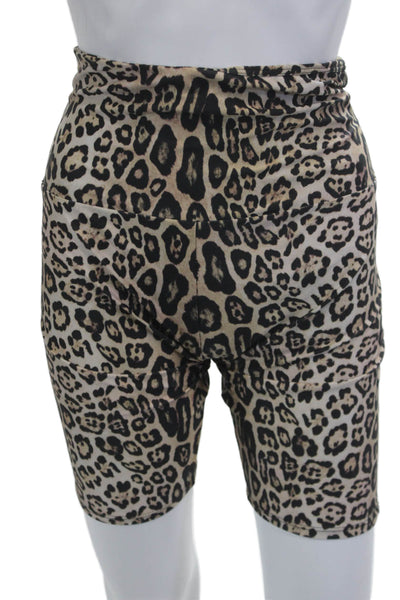 ONZIE Unisex Beige Animal Print Biker Shorts Polyester Spandex Size M