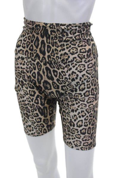 ONZIE Unisex Beige Animal Print Biker Shorts Polyester Spandex Size M