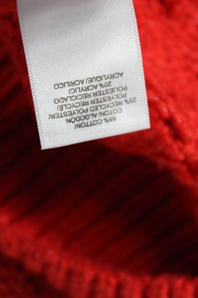 Lucky Brand Unisex Pullover Sweater Red Fair Isle Crew Neck Long Sleeve Size S