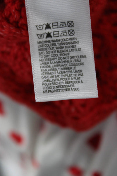 Lucky Brand Unisex Pullover Sweater Red Fair Isle Crew Neck Long Sleeve Size S