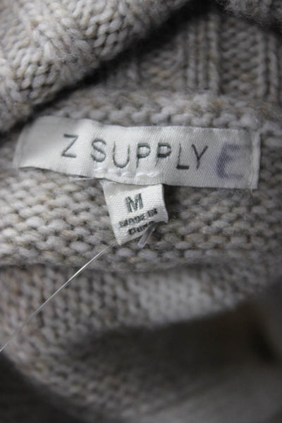 Z Supply Unisex Pullover Turtleneck Striped Beige Long Sleeve Polyester Size M