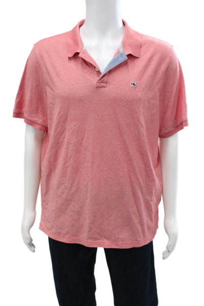 Vineyard Vines Mens Short Sleeve Collared Knit Polo Shirt Red Cotton Size Large