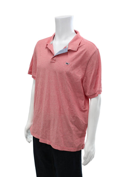 Vineyard Vines Mens Short Sleeve Collared Knit Polo Shirt Red Cotton Size Large