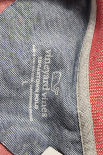 Vineyard Vines Mens Short Sleeve Collared Knit Polo Shirt Red Cotton Size Large