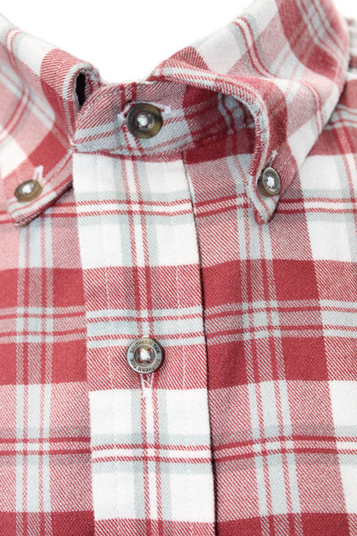 Southern Tide Mens Button Front Collared Plaid Shirt Red White Size Large