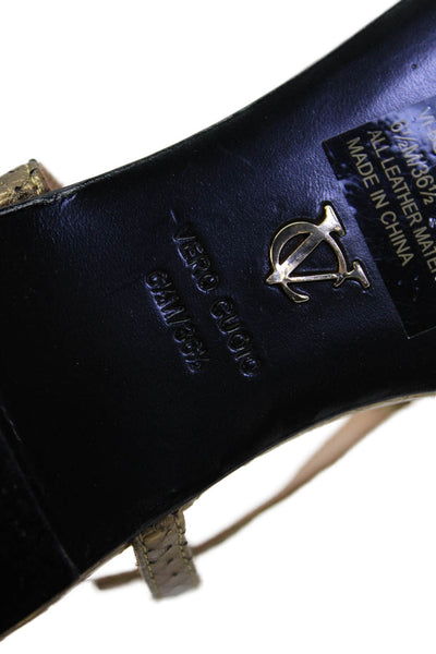 VC Signature Womens Leather Adjustable Buckled Strappy Sandals Gold Size 6.5