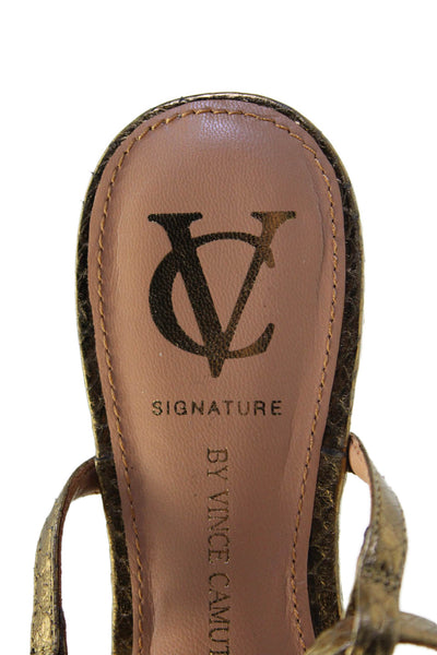 VC Signature Womens Leather Adjustable Buckled Strappy Sandals Gold Size 6.5
