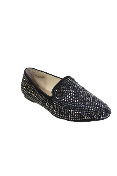 STEVEN BY STEVE MADDEN Womens Bedazzled Slip On Loafer Shoes Black Size 10W
