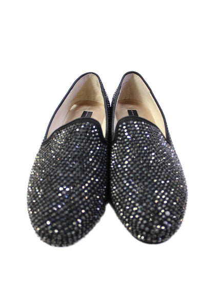 STEVEN BY STEVE MADDEN Womens Bedazzled Slip On Loafer Shoes Black Size 10W