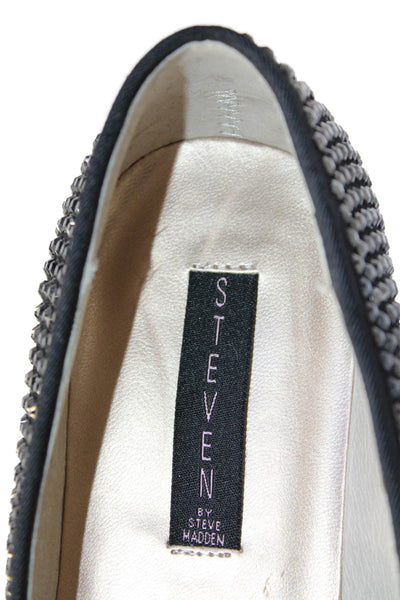 STEVEN BY STEVE MADDEN Womens Bedazzled Slip On Loafer Shoes Black Size 10W