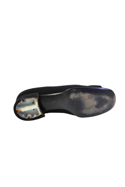 Prada Womens Slip On Logo Buckle Canvas Ballet Flats Black Size 35
