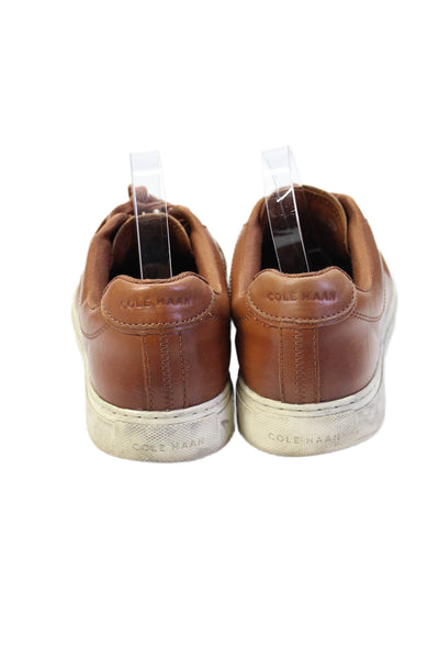 Cole Haan Mens Lace Up Round Toe Low Top Sneakers Brown White Size 10M