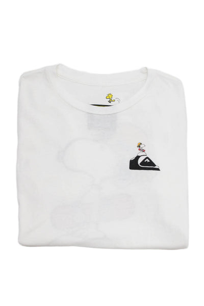 Quiksilver Unisex Kids Dog Character Crew Neck T-Shirt White Size M