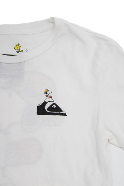 Quiksilver Unisex Kids Dog Character Crew Neck T-Shirt White Size M
