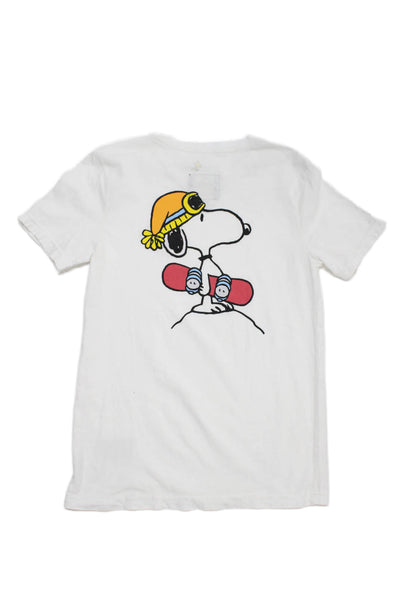 Quiksilver Unisex Kids Dog Character Crew Neck T-Shirt White Size M