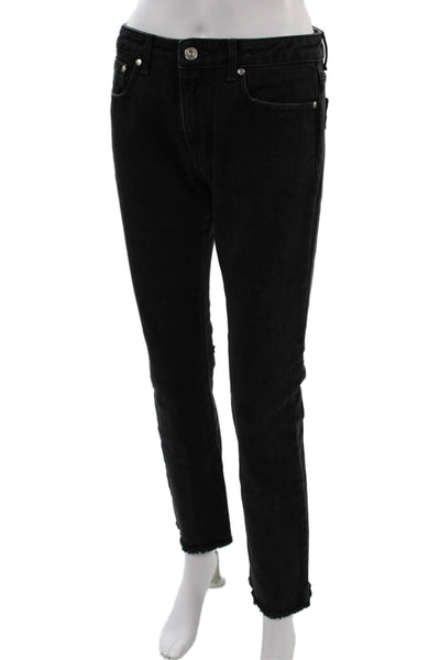 MSGM Unisex Ankle Cropped Black Jeans Mid Rise Cotton Spandex Size 40