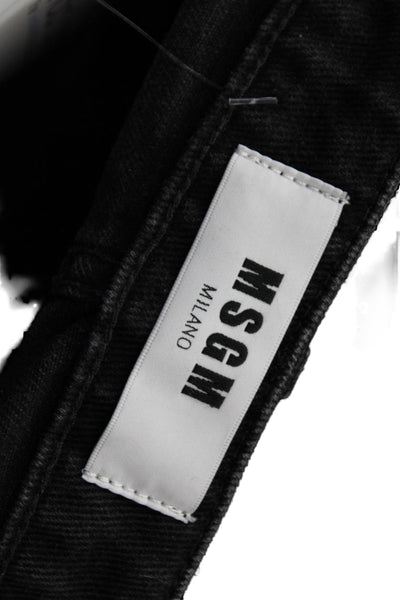 MSGM Unisex Ankle Cropped Black Jeans Mid Rise Cotton Spandex Size 40