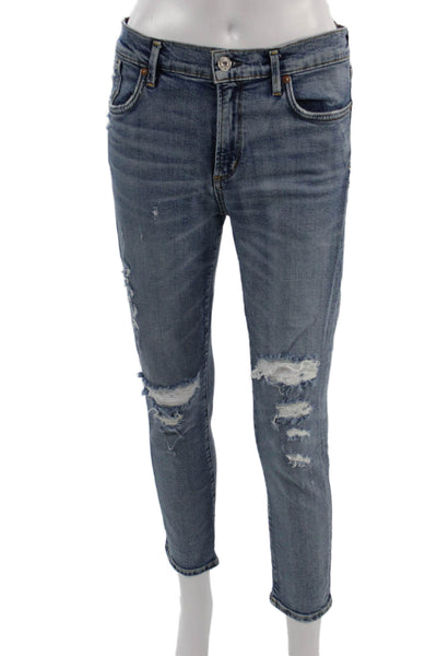 Agolde Womens Ankle Cropped Skinny Jeans Blue Size 28